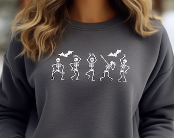 Dancing skeletons halloween sweatshirt, Halloween shirt, fall pullover, skeleton sweatshirt, fall sweatshirt, Halloween sweatshirt, gift her