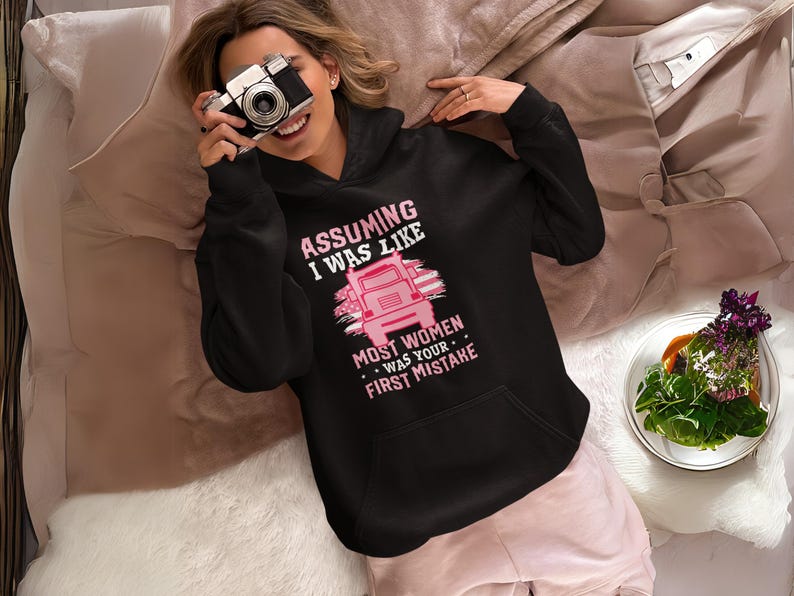 Women's trucker hoodie, women's hoodie, trucker hoodie for women, women's pullover, trucker gift women, trucker gift, gift for her hoodie image 4