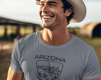 ARIZONA T-shirt met cactus; Grappige "Free Hugs"-t-shirt, woestijnafbeelding, zacht en lichtgewicht