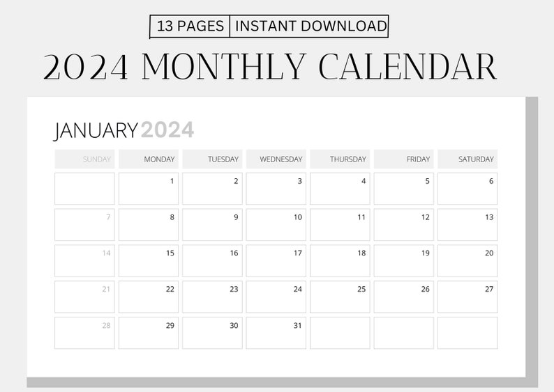 Editable 2024 Monthly Calendar, Back to School, Teacher Calendar, Fill