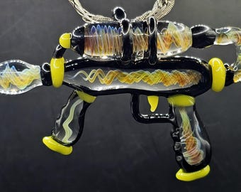 Glass Space Blaster Raygun Necklace Pendant