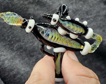 Glass Space Blaster Raygun Necklace Pendant