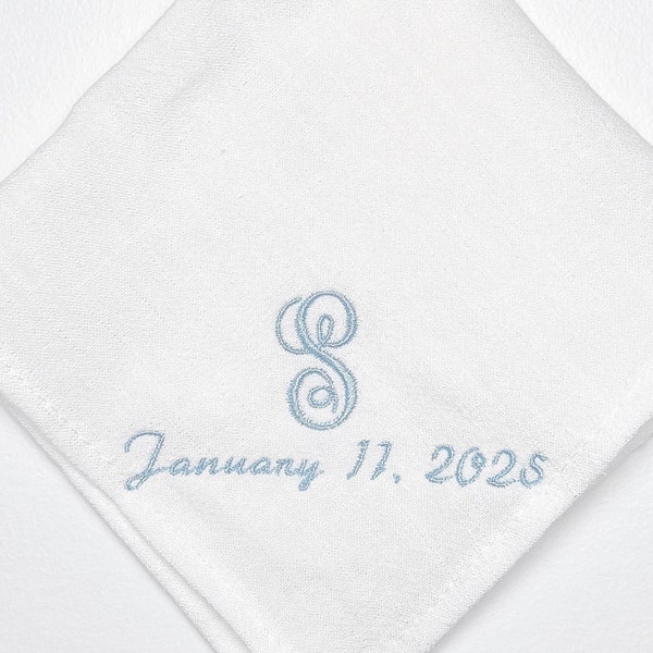 Personalized Handkerchief for Wedding, Embroider Handkerchief, Custom Handkerchief, Customize Handkerchief, Embroidered Wedding Handkerchief
