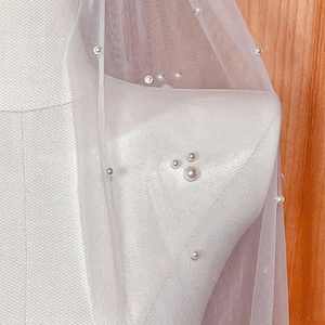 Wedding Pearl Veil, Pearl Beaded Veil, Fingertip Veil, Cathedral Veil, Floor Veil, Waltz Veil, Chapel Veil, Elegant Bridal Veil for Bride
