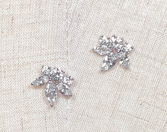 Crystal Earrings Romantic Wedding, Earrings Minimalist Wedding, Bridal Earrings Silver, Wedding Earrings Simple