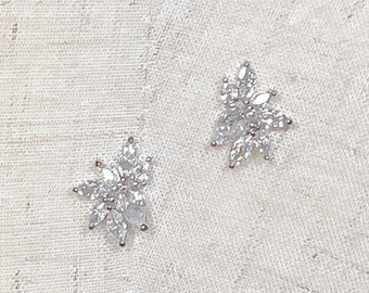 Small Bridal Earring, Delicate Bridal Earring, Simple Earrings Wedding for Bride