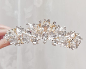 Bridal Tiara Headband, Wedding Tiara Crystal, Wedding Tiara Pearl Crystal, Bridal Crown Headband, Bridal Crown Wedding Accessories
