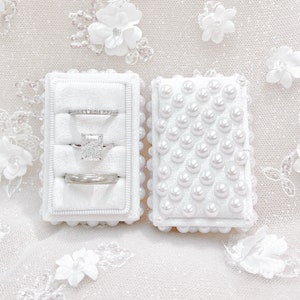 Caja para anillos de tres ranuras, caja para anillos de boda triple, caja para anillos de terciopelo triple, caja para anillos de tres ranuras, caja para anillos de novia