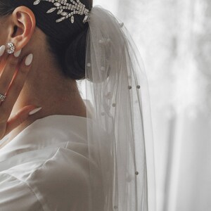 Pearl Bridal Veil, Pearl Veil Ivory, White Pearl Veil, Pearl Wedding Veil, Veil with Pearls, Pearl Veil Cathedral, Pearl Veil Fingertip