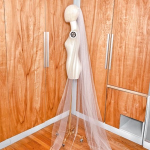 Cathedral Sheer Veil, Simple Cathedral Veil, Plain Long Veil, Single-Tier Veil, Long Sheer Veil, Classic Tulle Veil, Wide Wedding Veil