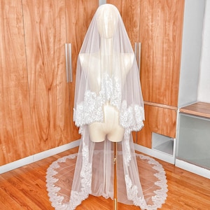 Chantilly Lace Veil, Lace Blusher Veil, Cathedral Lace Veil, Lace Drop Veil, Long Lace Veil, Soft Lace Veils, Lace Edges Veil