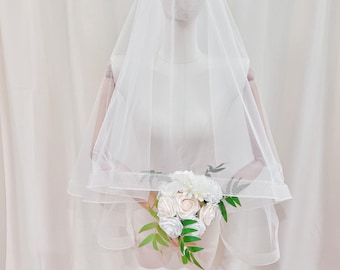 Horsehair Trim Veil Horsehair Trim Drop Veil Horsehair Drop Veil Wedding Veil with Blusher Wedding Veil with Comb 2 Tier Veil with Blusher