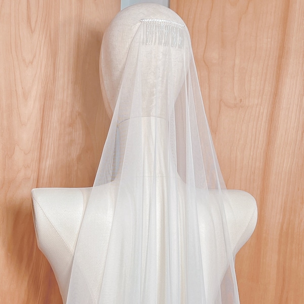 Simple Sheer Veil, Barely There Veil, Cathedral Sheer Veil, Sheer Chapel Veil, Sheer Bridal Veil, Wedding Veil for Bride