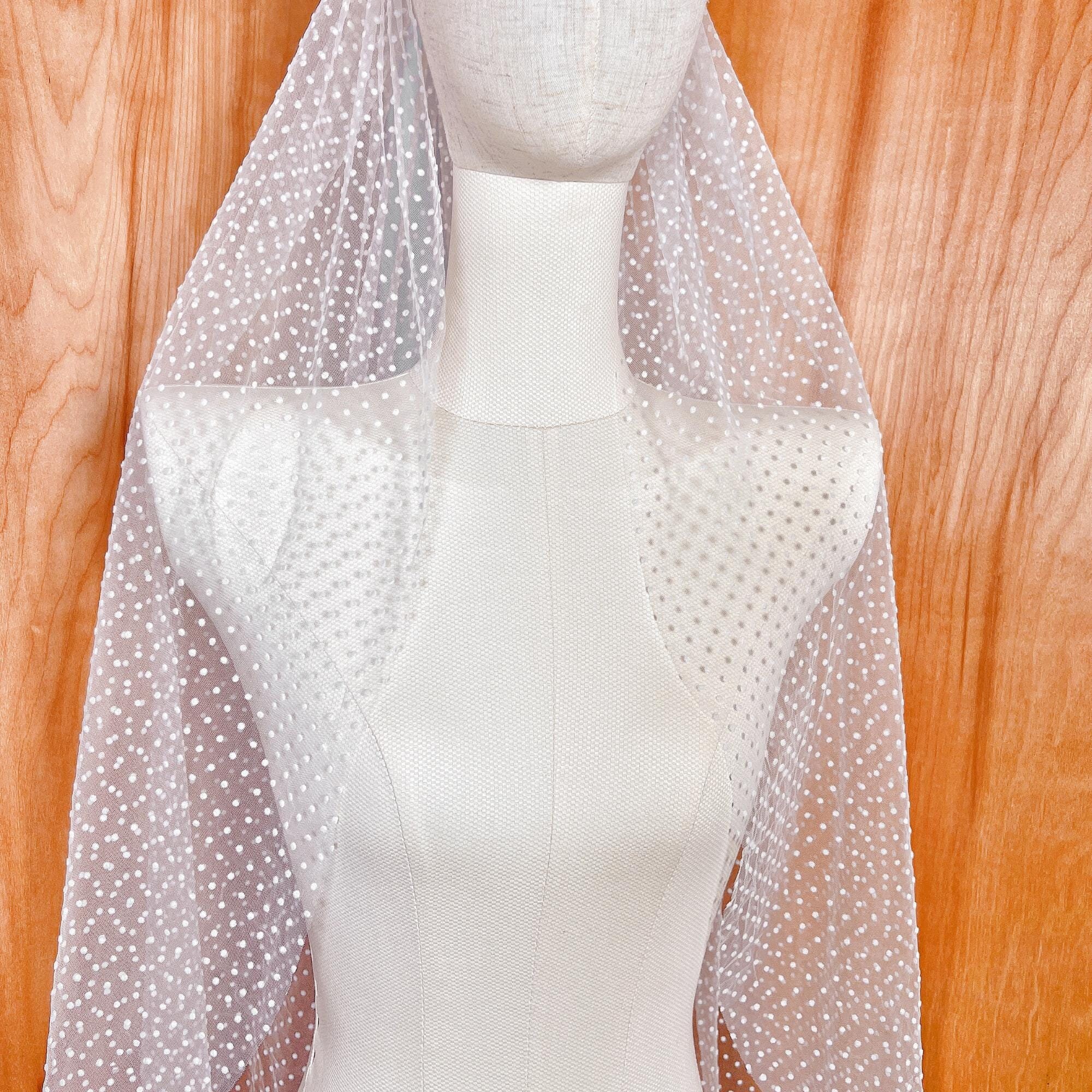 NEW Polka Dot Bridal Wedding Veil Ivory Bride soft Veil Swiss Dot Perfect Bridal Ivory Single Tier Polka Dot Floor Length Veil main image 3