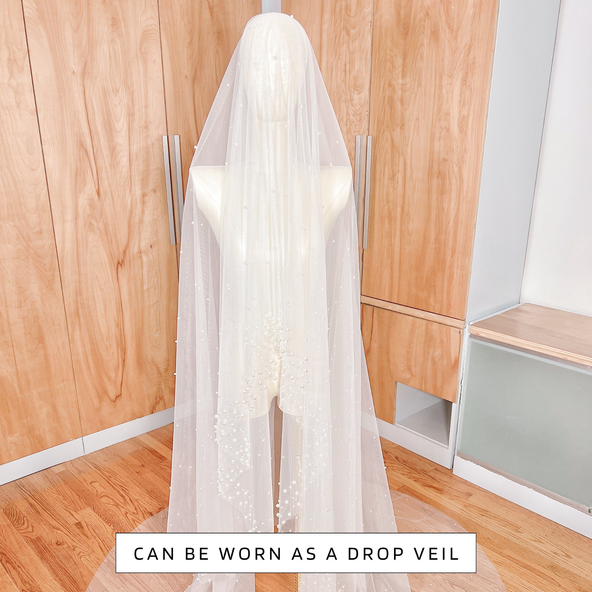 Modern Pearls Cathedral Cape Veil Fashion Bridal Veil