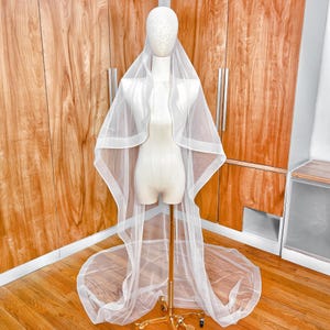 2-inch Horsehair Wedding Veil, Horsehair Trim Veil, Veil with Horsehair Trim, Chapel Veil, Horsehair Veil Long, Horsehair Edge Veil