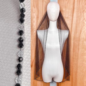 Black Beaded Veil, Black Wedding Veil, Black Bride Veil