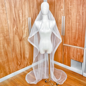 1.2-inch Wide Horsehair Wedding Veil, Horsehair Trim Veil, Veil with Horsehair Trim, Chapel Veil, Horsehair Veil Long, Horsehair Edge Veil