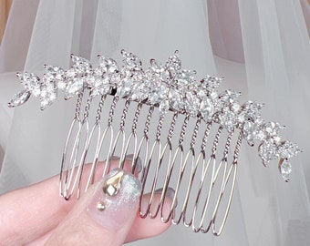 Hair Comb Wedding Silver, Wedding Hair Comb Silver, Silver Wedding Comb for Bride