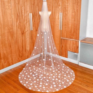 3D Floral Cathedral Veil, Long Veil for Bride