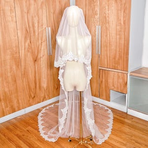 Blusher Lace Veil, Long Lace Veil, Soft Lace Veil, Lace Edges Veil