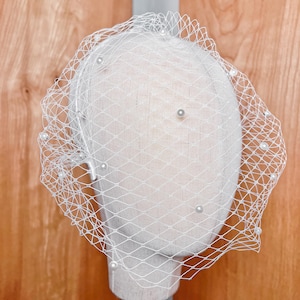 Pearl Birdcage Veil, Civil Wedding Veil, Birdcage Veil With Headband, Simply Birdcage Veil