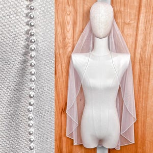 Pearl Beaded Wedding Veil, Waterfall Veil, Cascading Veil, Fingertip Veil, Veil for Bride