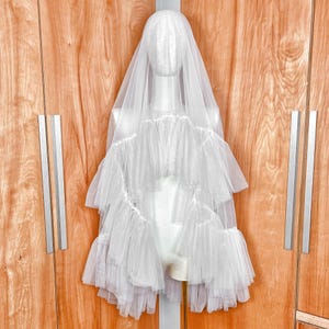 Tulle Ruffle Veil, Ruffled Veil for Birde