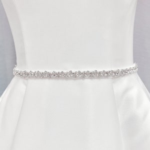 Bridal Belt Rhinestone Bridal Sash Belt Thin Bridal Sash Bridal Dress Belt Crystal Bridal Belt Thin Silver Bridal Belt White