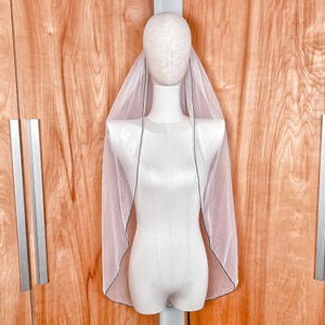 Black Pencil Edge Veil, Cathedral Veil Pencil Edge, Pencil Trim Veil