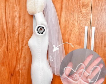 Custom Wedding Veil, Hip Length Veil, Embroidered Veil, Elopement Veil, Customized Veils, Bespoke Bridal Veil, Veil with Initials