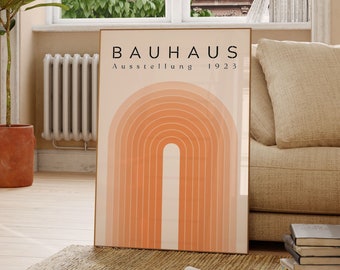 Bauhaus Exhibition Poster Print, Orange Geometric Abstract Art (Digital Download)