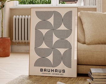 Bauhaus Geometric Print, Black Contemporary Wall Art (Digital Download)