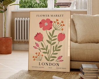 Stampa del mercato dei fiori di Londra, poster di arte botanica (download digitale)
