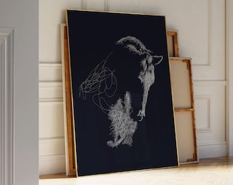 Impression d'art abstrait cheval, illustration animalière (téléchargement numérique)