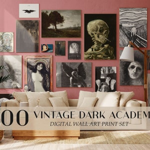 500 Vintage Dark Academia Drucke, Vintage Dark Academia Poster Set von 500, Vintage Dark Drucke, Gothic Dark Moody Collage, Digitaler Download