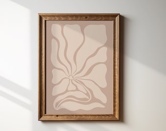 Abstract Botanical Print, Neutral Flower Wall Art (Digital Download)