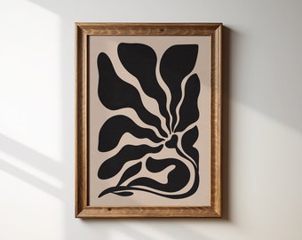 Abstract Botanical Print, Wavy Floral Matisse Style (Digital Download)