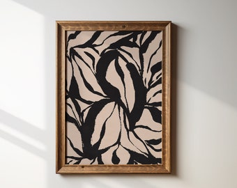 Abstract Botanical Print, Wavy Floral Art, Boho Home Decor (Digital Download)