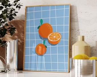 Retro Orange Kitchen Print, Food Wall Art (Digital Download)