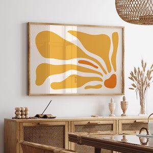 Horizontale Matisse Wandkunst, gelbe abstrakte Wandkunst, Boho Wandkunst, Matisse Druck, horizontaler Blumenmarkt Druck, digitaler Download