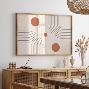 Arte de parede abstrata horizontal, impressão abstrata minimalista, impressão horizontal Bauhaus, arte de parede Boho, arte de parede abstrata moderna, download digital