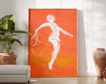 Roland Garros French Open 1990 Poster Print, Claude Garache Print, Tennis Poster, Sports Wall Art, Tennis Wall Art, Digital Download