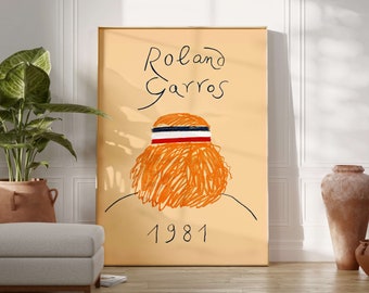 Roland Garros 1981 Print, Eduardo Arroyo Print, Tennis Poster, Sports Wall Art, Exhibition Wall Art, Boho Wall Art, Digital Download