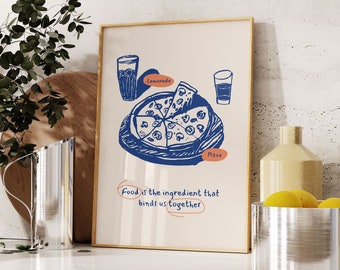 Póster de pizza, decoración de pared retro para cocina (descarga digital)