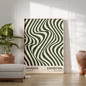 Bauhaus Abstract Poster Print, Green Bauhaus Exhibition Poster, Abstract Print, Mid Century Modern, Abstract Wall Art, Digital Download