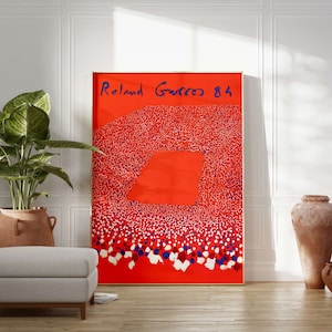 Impressão de pôster de Roland Garros French Open 1984, impressão de Gilles Aillaud, pôster de tênis, arte de parede de esportes, moderno de meados do século, download digital