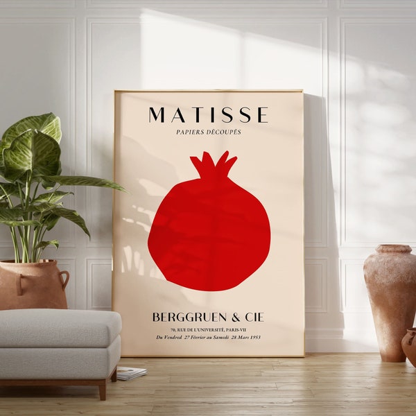 Henri Matisse Print, Pomegranate Matisse Art Exhibition Poster, Matisse Papiers Découpés Wall Art Poster, Kitchen Wall Art, Digital Download