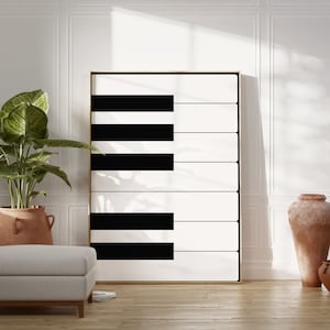 Piano Keys Print, Piano Wall Art, Piano Poster, Minimalist Music Art Print, Music Room Decor, Music Studio Decor, Digital Download