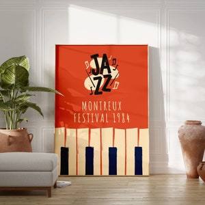 Jazz Festival Poster Print, Jazz Festival Printable Wall Art, Retro Jazz Music Print, Mid Century Modern Poster, Music Poster, Download